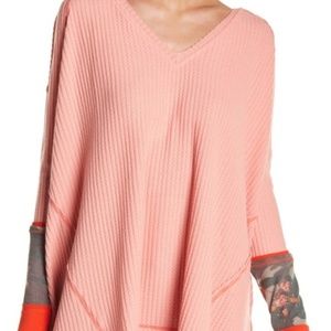 Free People Lovin Leopard Oversized Thermal- Peach